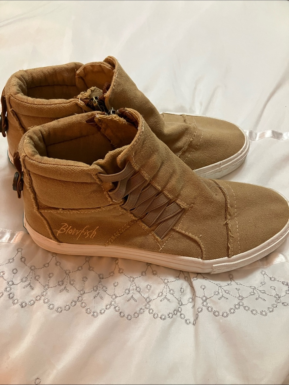 Blowfish Camel Canvas High-Top Ankle Sneakers
